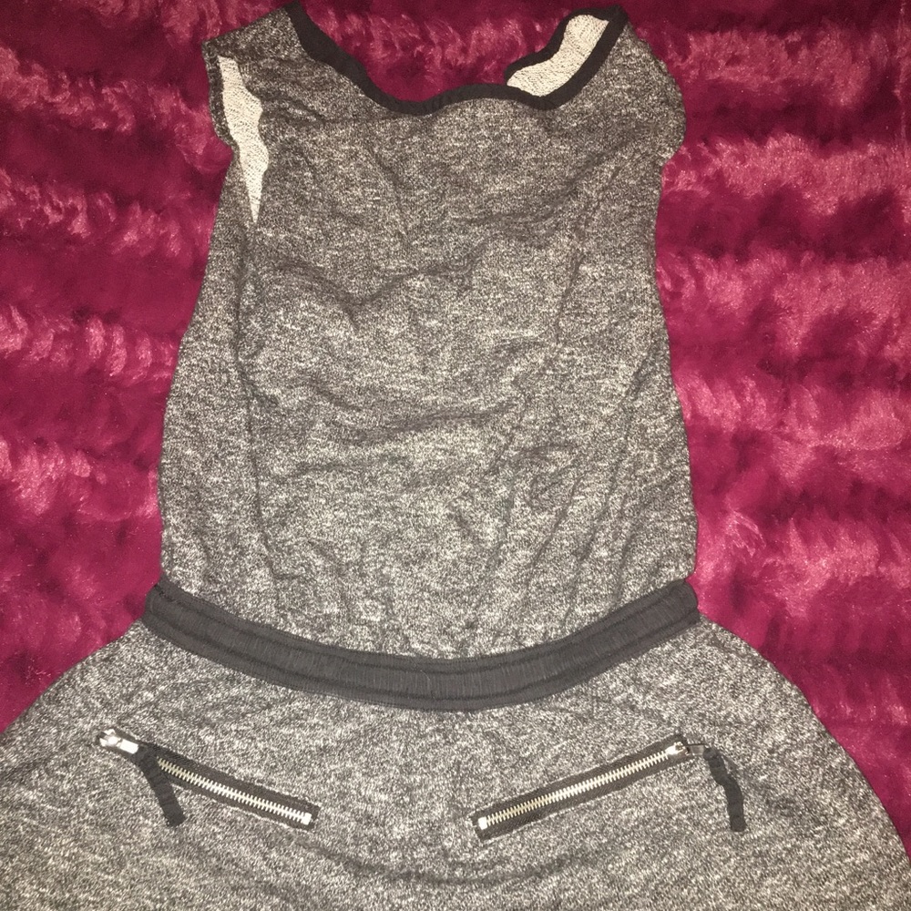 Gray Romper Shorts with String Tie